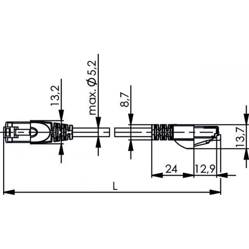 TELEGÄRTNER Cat.6A S/FTP LSZH komutacinis kabelis, 2 m, mėlynas, RJ45, EIA/TIA 568B L00001A0289
