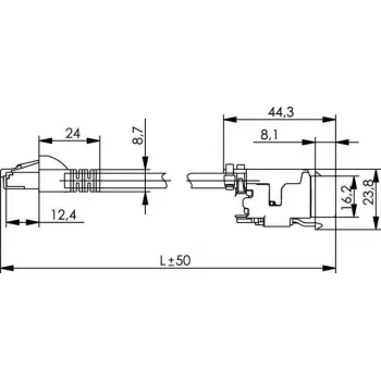 Telegärtner L00004A0128 Cat.6A S/FTP komutacinis kabelis, 7,5 m, pilkas
