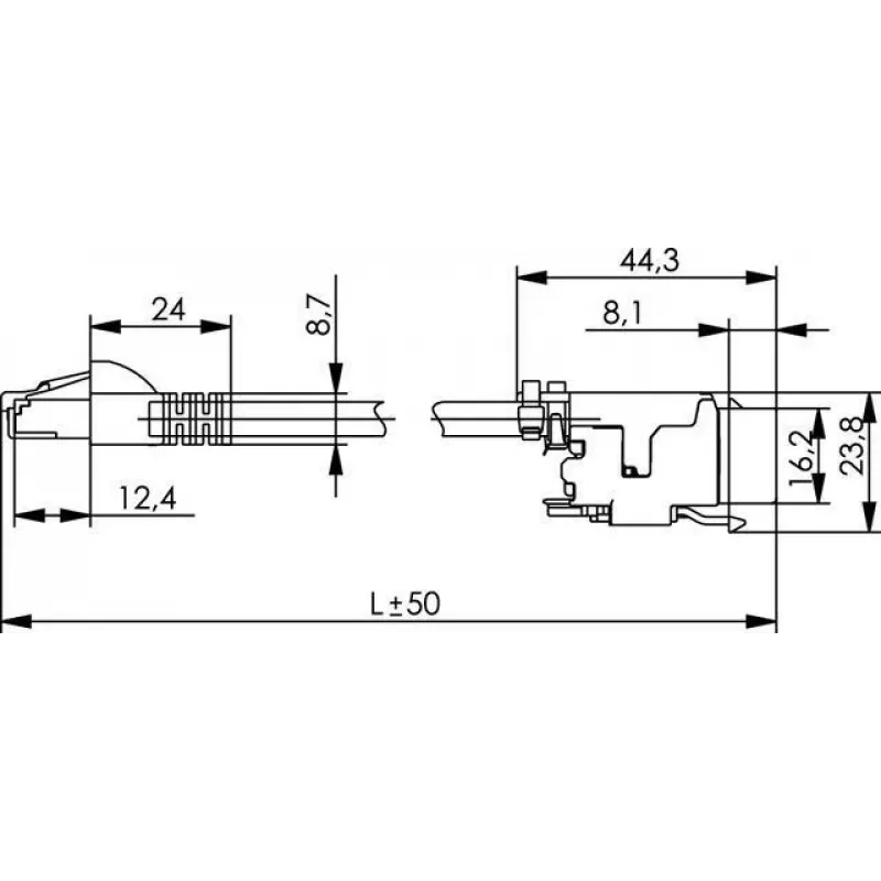 Telegärtner L00004A0128 Cat.6A S/FTP komutacinis kabelis, 7,5 m, pilkas