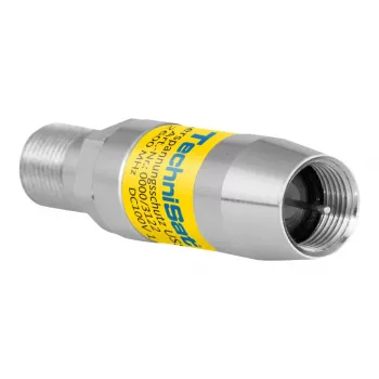 TechniSat USS1 koaksialinis viršįtampių apsaugos įtaisas F male į F female 75 Ohm sidabrinis geltonas 0000/3122