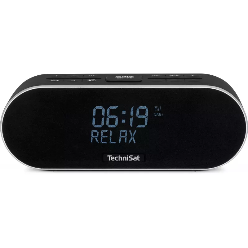 TechniSat DigitRadio 53 BT DAB+/FM laikrodis- radijas su Bluetooth ir USB įkrovimu, juodas