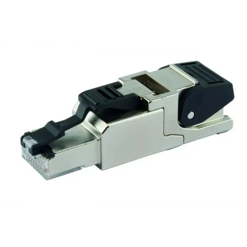 Telegärtner J00026A2113 RJ45 Cat.6A lauko montavimo kištukas, ekranuotas, IP67, nerūdijančio plieno, juodas