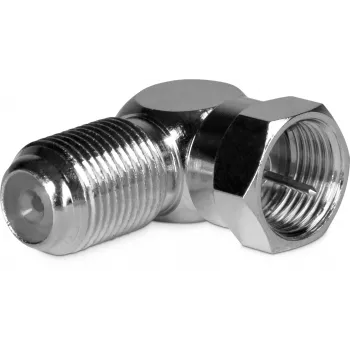 TechniSat 0000/3318 F jungties 90° adapteris, F-tėvinis į F-moterišką, 75 Ohm, nikeliuotas