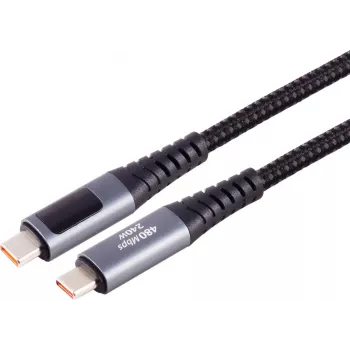 S CONN MAXIMUM CONNECTIVITY USB-C į USB-C įkrovimo kabelis, 240W PD, integruotas ekranas, 1m 14-59025