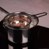 Lurch nerūdijančio plieno vandens vonelės lydymo dubuo, sidabrinis, 11 cm skersmens, 350 ml, su snapeliu ir kabliu puodui (70276)