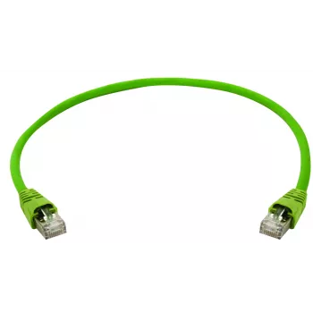 TELEGÄRTNER 100008107 CAT 6a SF/UTP RJ45 komutacinis kabelis, 0,5 m, žalias, su apsauginiu lankstymo antgaliu