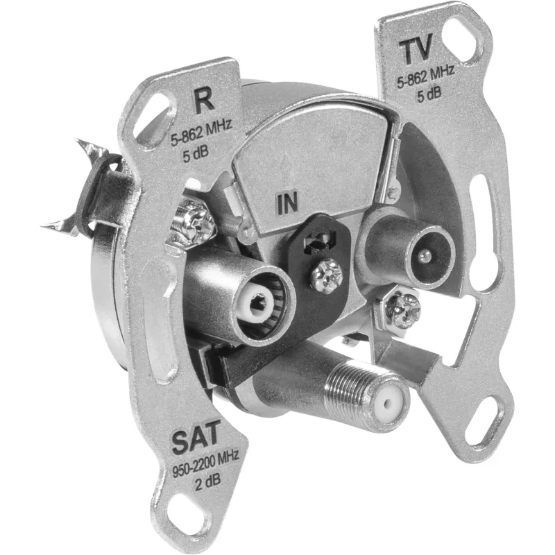 TechniSat TECHNIPRO SV600 V2 3 angų antenos sieninė rozetė su DC diodų atskyrimu (TV, radijas, SAT) 0004/3075
