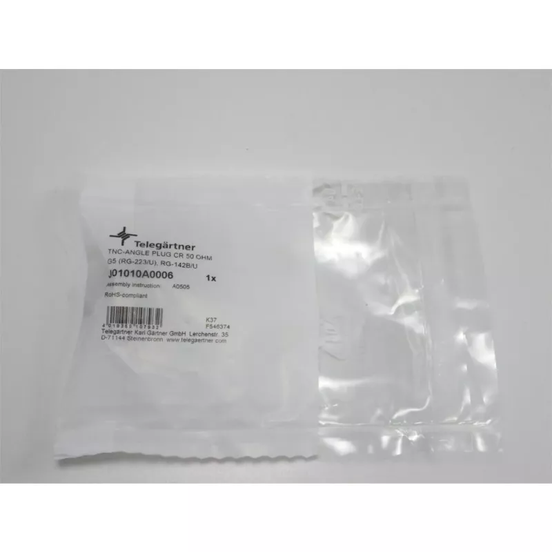 Telegärtner TNC 90° kampinis crimp kištukas 50 omų, skirtas RG-223/U, RG-142 B/U (J01010A0006)