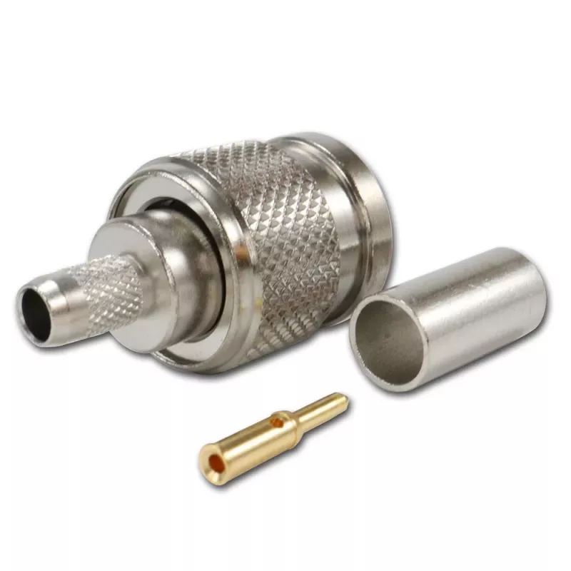 TELEGÄRTNER TNC tiesus kištukas RG-58 koaksialiniam kabeliui, crimp/lituoti, 50 omų, DC-11 GHz