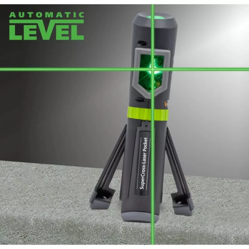 Laserliner SuperCross-Laser Pocket Plus kryžminio linijinio lazerio nustatymo prietaisas, 40 m nuotolis, raudonas spindulys, savaiminis niveliavimas, IP54 031.120A