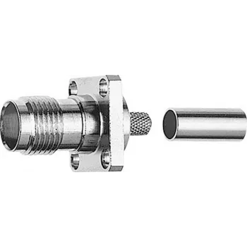 Telegärtner TNC lizdas, flanšinis, 50 omų, crimp/crimp, RG-58 C/U kabeliui, nikelis/auksas, 1 vnt. J01011A0045
