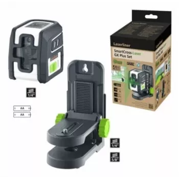 Laserliner SmartCross-Laser GX Plus Set žalios spinduliuotės kryžminis linijinis lazerinis nivelyras, maks. nuotolis 40 m (036.732E)
