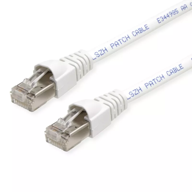 Telegärtner MP8 FS 500 Cat 6a S/FTP komutacinis kabelis, RJ45 į RJ45, 1,5 m, baltas, be halogenų, lietas L00001A0171