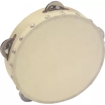 DIMAVERY DTH-704 tamburinas 18 cm, natūralaus medžio korpusas su plieninėmis žvangučiais 26053174