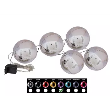 EUROPALMS LED sniego kamuoliukai 8 cm, alyvinės spalvos, 5 vnt. rinkinys 83501240