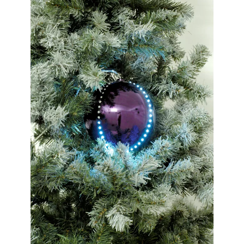 EUROPALMS LED sniego kamuoliukai 8 cm, alyvinės spalvos, 5 vnt. rinkinys 83501240