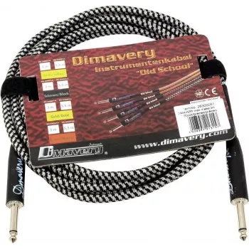 DIMAVERY instrumentinis kabelis 3 m, juodas/sidabrinis, nikeliuoti TS jack lizdai 26300051