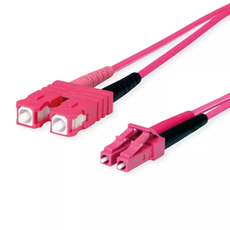 TELEGÄRTNER SC/LC dvigubas adapterio kabelis OM4 2m SC-D LC-D jungtis violetinis kabelis (L00891A0127)