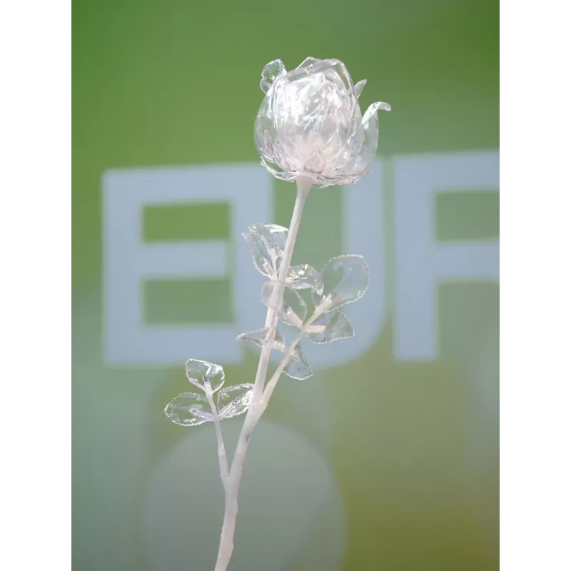 EUROPALMS Crystal Rose dirbtinė gėlė, permatoma, 81 cm, 12 vienetų didmeninė pakuotė 82600210