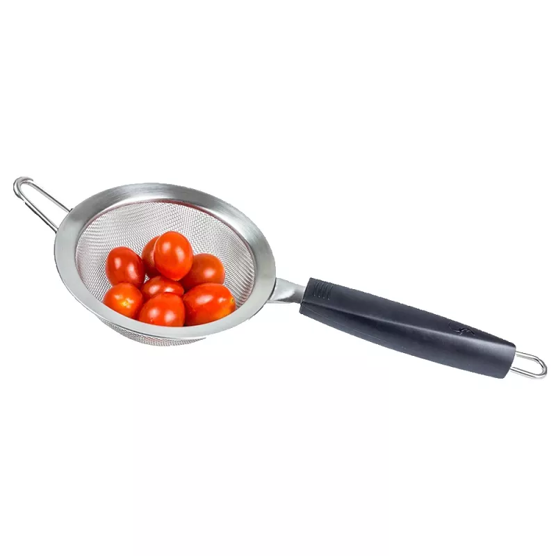 LURCH TANGO virtuvinis sietelis 9,5 cm, juodas/sidabrinis, smulkaus tinklelio nerūdijančio plieno sietelis su plastikine rankena 230240
