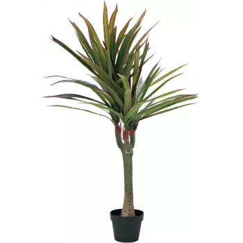 EUROPALMS Dracena dirbtinis augalas, 120 cm, natūralaus medžio kamienas, žali tekstilės lapai, juodas plastikinis vazonas 82505779