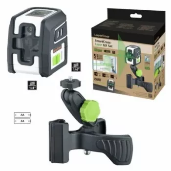 Laserliner SmartCross-Laser GX Set žalios spalvos kryžminio linijinio lazerio rinkinys su imtuvu ir trikoju 036.731E