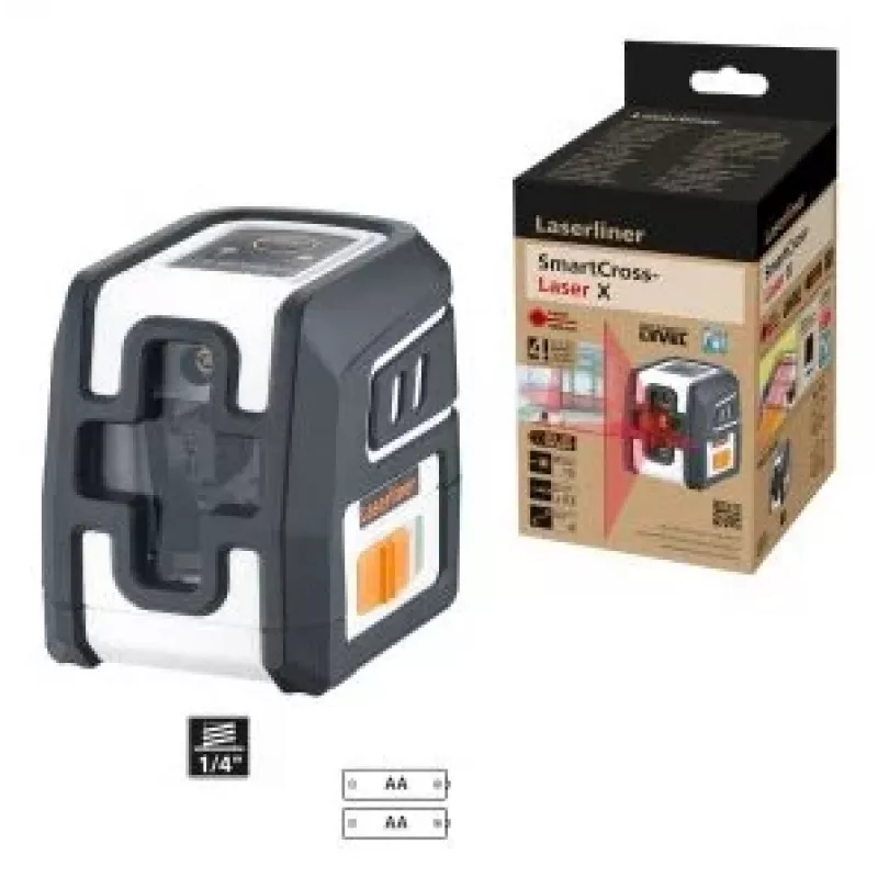 Laserliner SmartCross-Laser X kryžminio linijinio lazerio nivelyras, savaiminio išsilyginimo, nuotolis iki 10 m (036.735E)