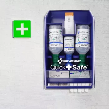 First Aid Only Quick+ Safe DIN EN 15154-4 pirmosios pagalbos vaistinėlė, mėlyna, tvirtinama prie sienos, ABS plastikas, DIN 13157 užpildas P-44026 00