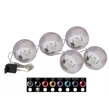 EUROPALMS LED Snowball 8 cm, juodas, 5 vienetų rinkinys (83501236)