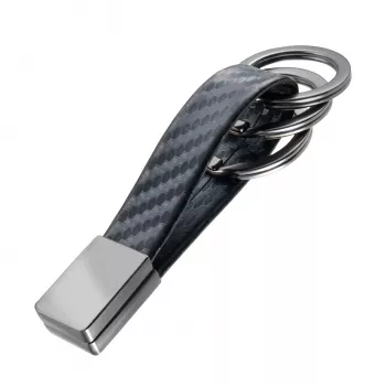 TROIKA TWISTER CARBON raktų pakabukas su traukimo ir sukimo mechanizmu, chromuotas metalas ir anglies pluoštas, 4 skeltukai KRG649/CB