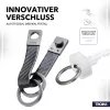TROIKA TWISTER CARBON raktų pakabukas su traukimo ir sukimo mechanizmu, chromuotas metalas ir anglies pluoštas, 4 skeltukai KRG649/CB