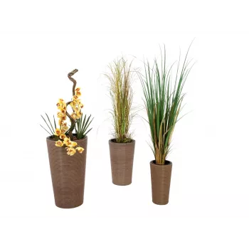 EUROPALMS India dekoratyvinių vazonų rinkinys, 3 dydžiai, pilko akmens vaizdas, vidaus/lauko 83011268