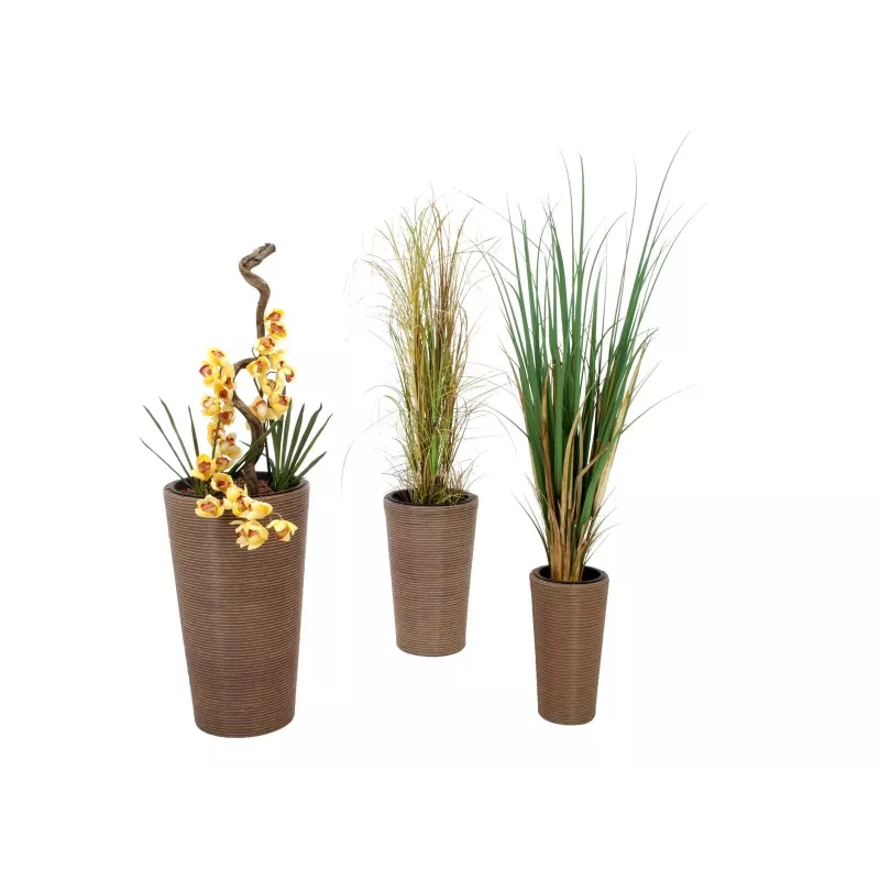 EUROPALMS India dekoratyvinių vazonų rinkinys, 3 dydžiai, pilko akmens vaizdas, vidaus/lauko 83011268