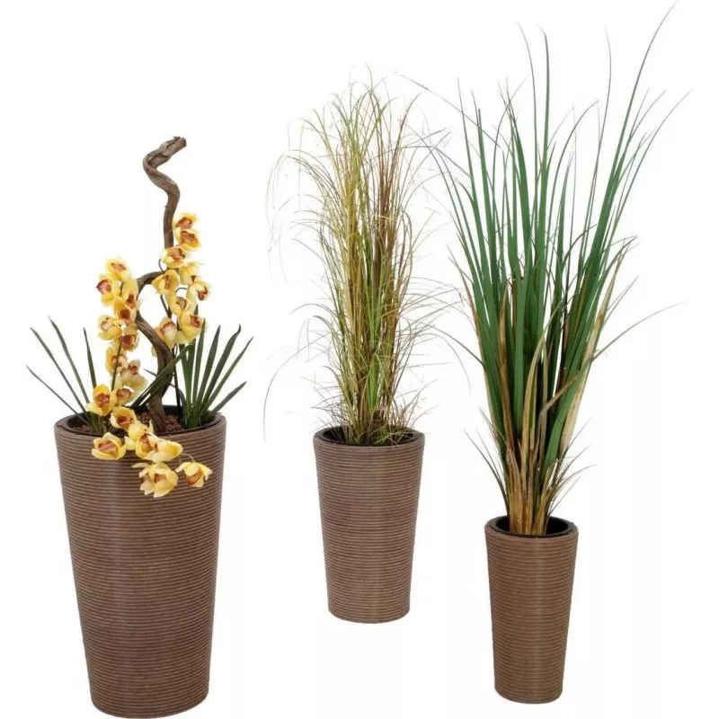 EUROPALMS India dekoratyvinių vazonų rinkinys, 3 dydžiai, pilko akmens vaizdas, vidaus/lauko 83011268