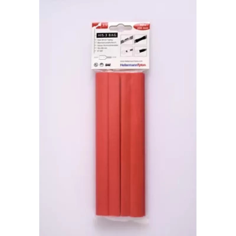 HELLERMANNTYTON HIS-3 Termosusitraukiančių vamzdelių rinkinys, 3:1, 12 mm / 4 mm, raudonas 308-31211