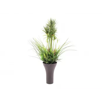 EUROPALMS Dirbtinės žolės kompozicija, 90 cm, žalia, juodame vazone 82600137