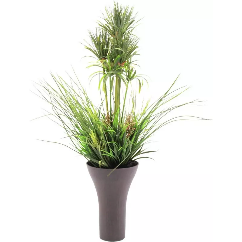 EUROPALMS Dirbtinės žolės kompozicija, 90 cm, žalia, juodame vazone 82600137