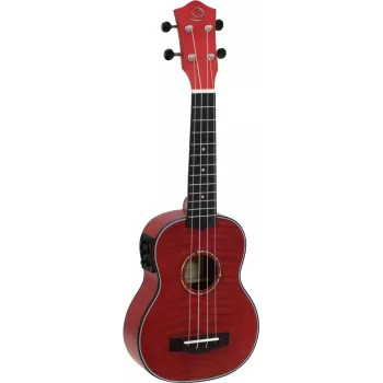 DIMAVERY UK-100 sopraninė ukulėlė, liepsnotai raudona 26255807