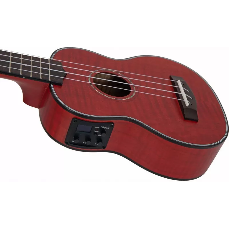 DIMAVERY UK-100 sopraninė ukulėlė, liepsnotai raudona 26255807
