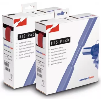 HellermannTyton HIS-PACK-19,1/9,5-RD šilumai susitraukiantis vamzdelis, 2:1, raudonas, 19,1 mm išplėstas, 9,5 mm susitraukęs, 5 m ilgio, dozavimo dėžutė
