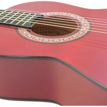 Dimavery AC-303 klasikinė gitara 1/2 dydžio raudona su gig bag, derintuvu, mediatoriumi ir diržu pradedantiesiems