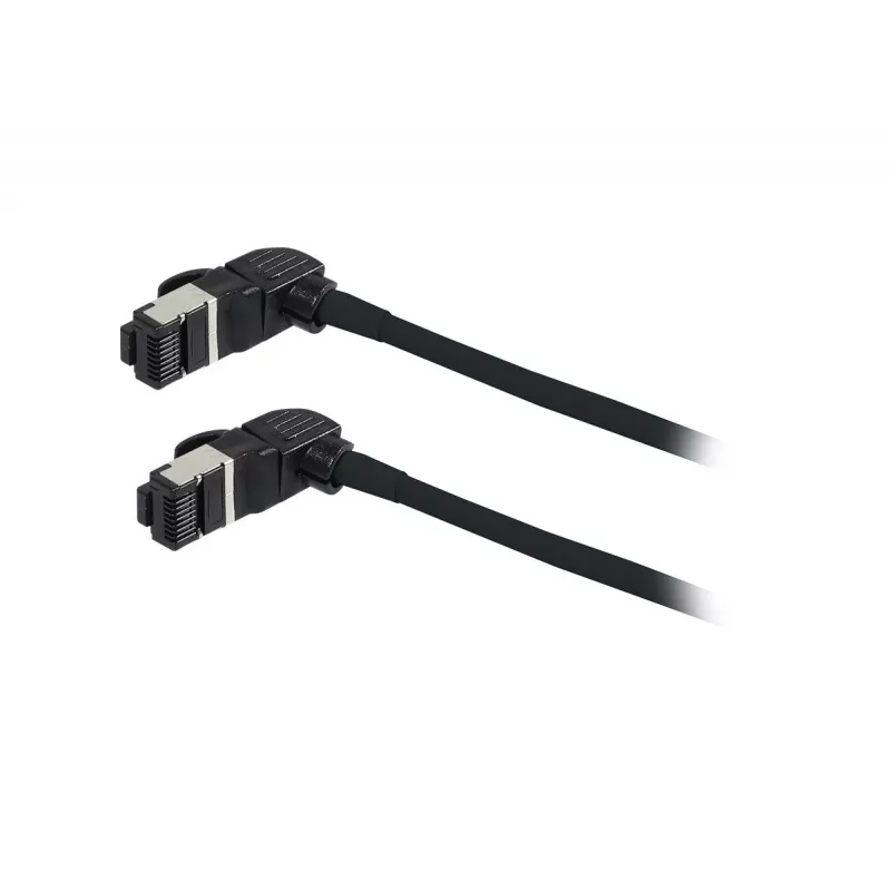 SYNERGY21 S218115 CAT6A S/FTP plonas komutacinis kabelis, RJ45, 2m, juodas, 500MHz, LSZH, sukimosi jungtis
