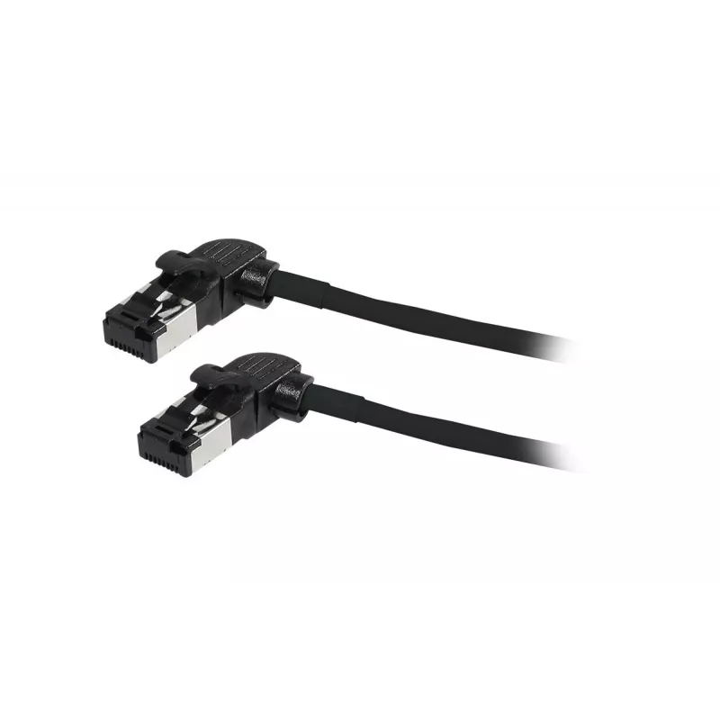 SYNERGY21 S218115 CAT6A S/FTP plonas komutacinis kabelis, RJ45, 2m, juodas, 500MHz, LSZH, sukimosi jungtis
