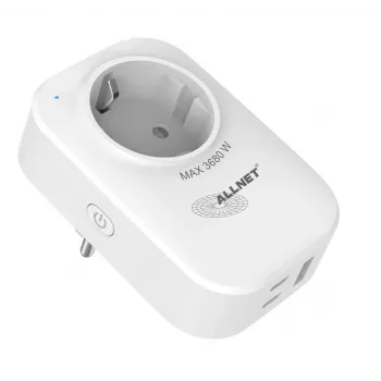 ALLNET ESP32 WiFi išmanusis kištukinis adapteris su energijos stebėjimu ir 2x USB įkrovikliu ALL3079