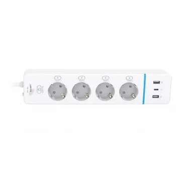 ALLNET ESP32 WiFi išmanusis prailgintuvas ALL3079-4, 4 kintamosios srovės lizdai, 2x USB-A ir 1x USB-C, energijos stebėjimas