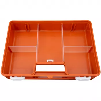 PETEX 43924035 DIN 13169 pirmosios pagalbos rinkinio dėžė, oranžinė, 350 x 140 x 240 mm