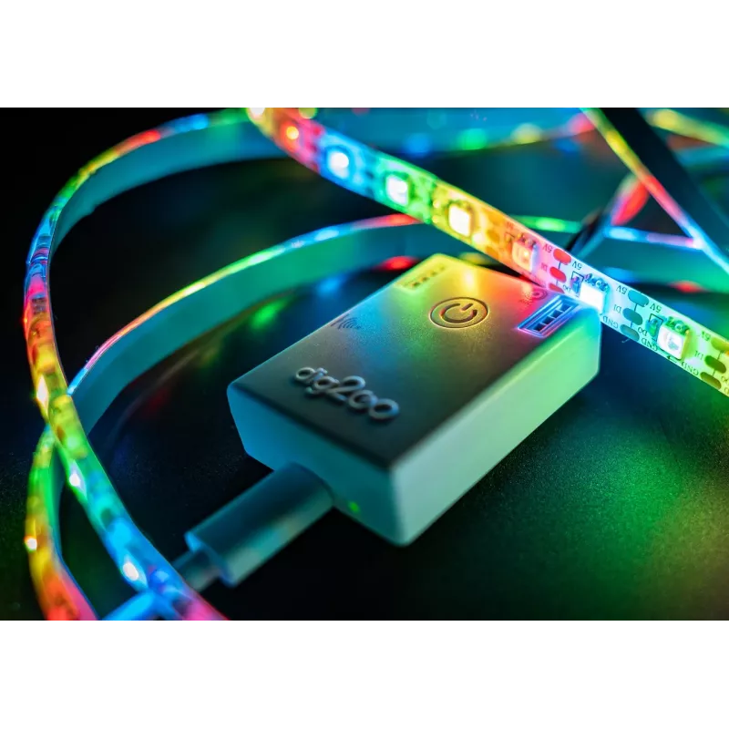 SYNERGY21 QuinLED dig2GO nešiojamas skaitmeninis LED rinkinys su RGBW juosta, galios valdikliu ir maitinimo šaltiniu S21-LED-JT230011