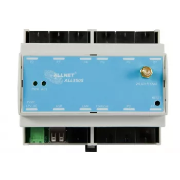 ALLNET ALL3505v2 IP pastatų automatizavimo valdiklis su 8 jutiklių prievadais, DIN bėgio montavimas