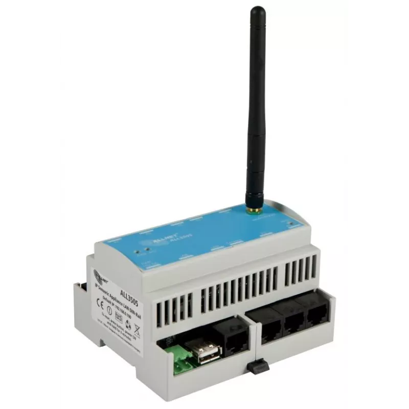 ALLNET ALL3505v2 IP pastatų automatizavimo valdiklis su 8 jutiklių prievadais, DIN bėgio montavimas