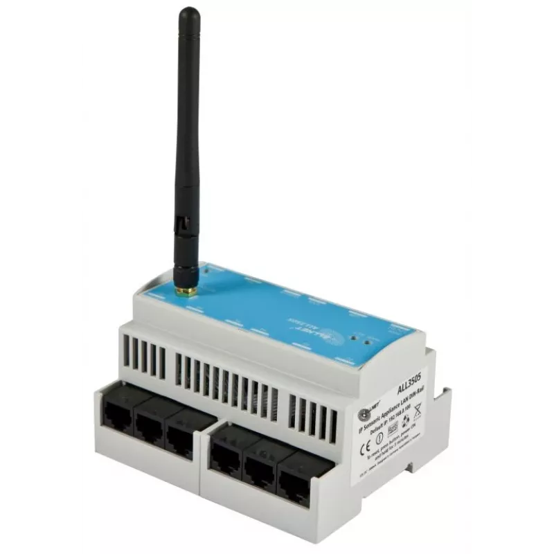 ALLNET ALL3505v2 IP pastatų automatizavimo valdiklis su 8 jutiklių prievadais, DIN bėgio montavimas